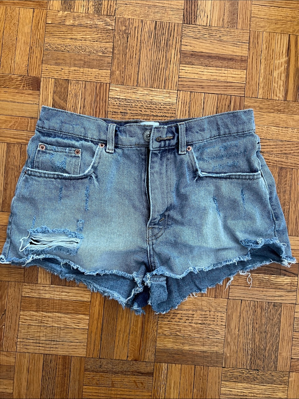 BDG Distressed Denim Shorts - Blue